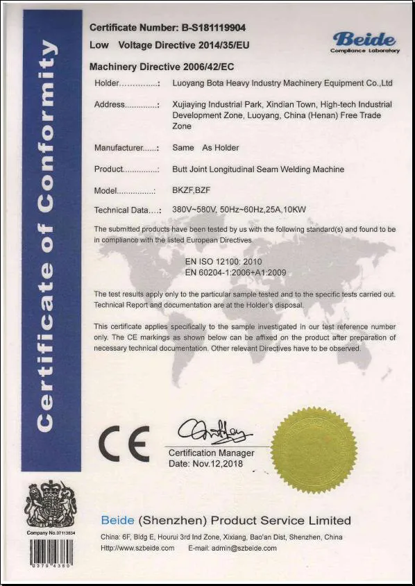 CE Certification for Panel Welding