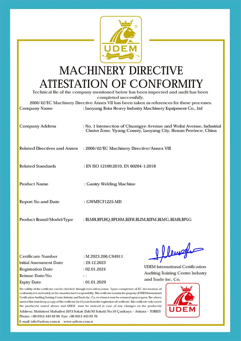 CE Gantry Welding Certification