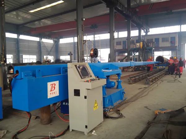 What is the process flow of the electricity power pole welding line?